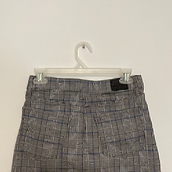 AMERICAN EAGLE Super Stretch Hi-Rise Mini Skirt Gray Black Plaid High Waisted 00 - Picture 11 of 12